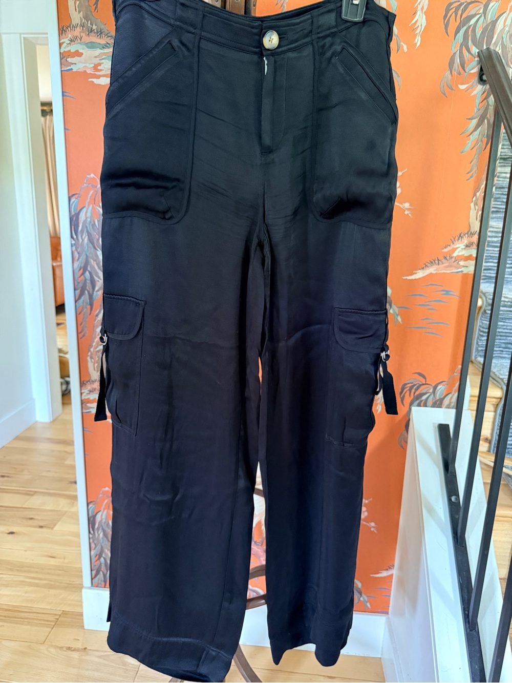 Anthropologie Black Wide-Leg Cargo Pants